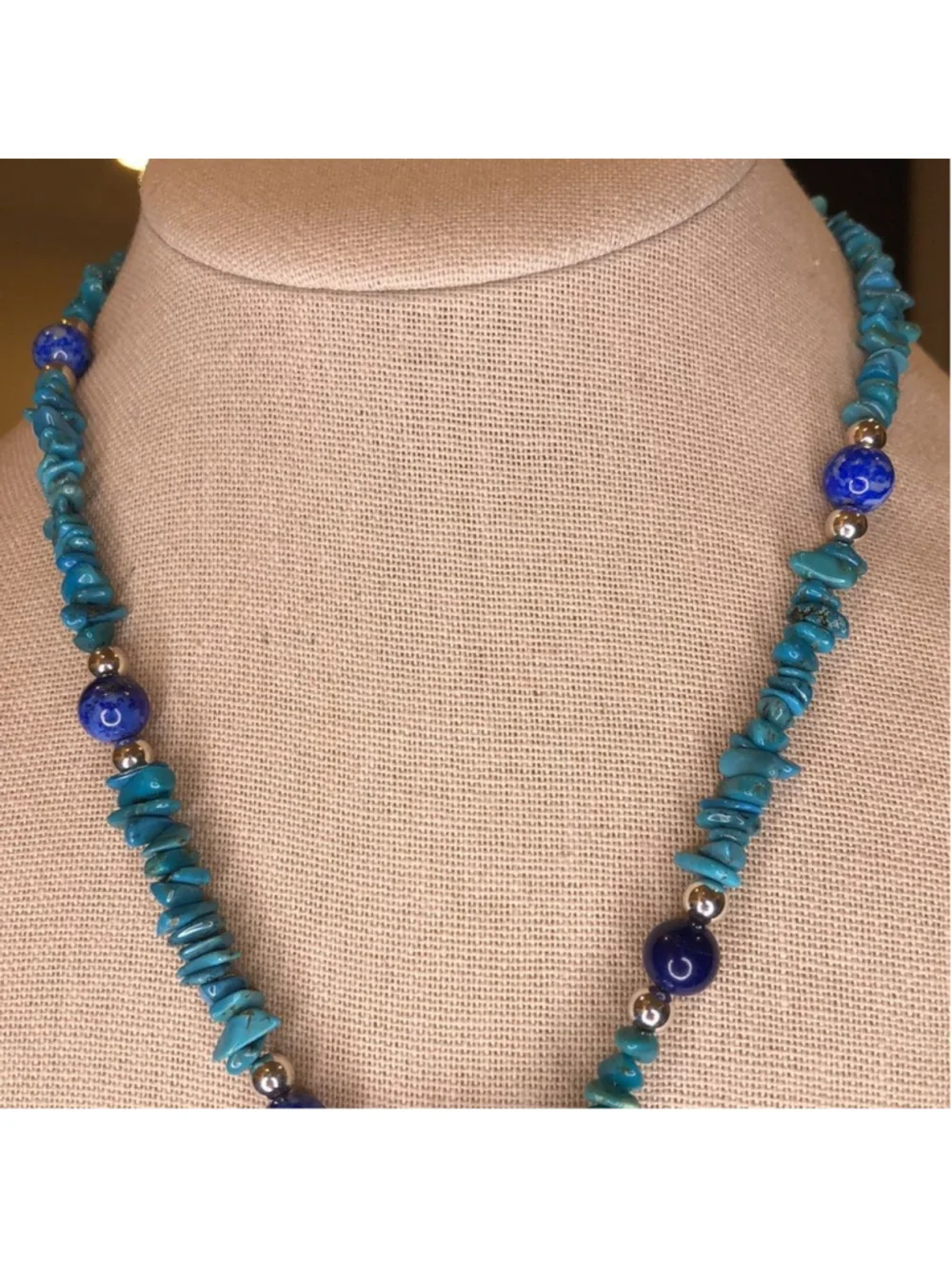 JAY KING Turquoise Lapis Mosaic Inlay Heart Pendant On Turquoise Lapis Necklace